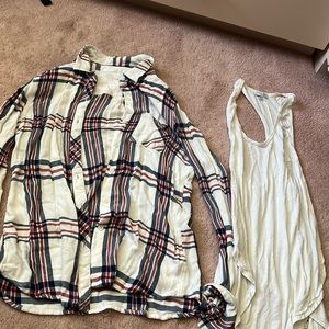 Flannel with white tank top